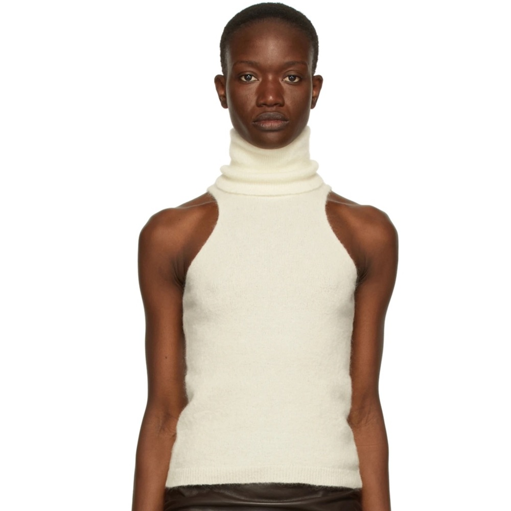 Wandering Off-White Knit Tank Turtleneck